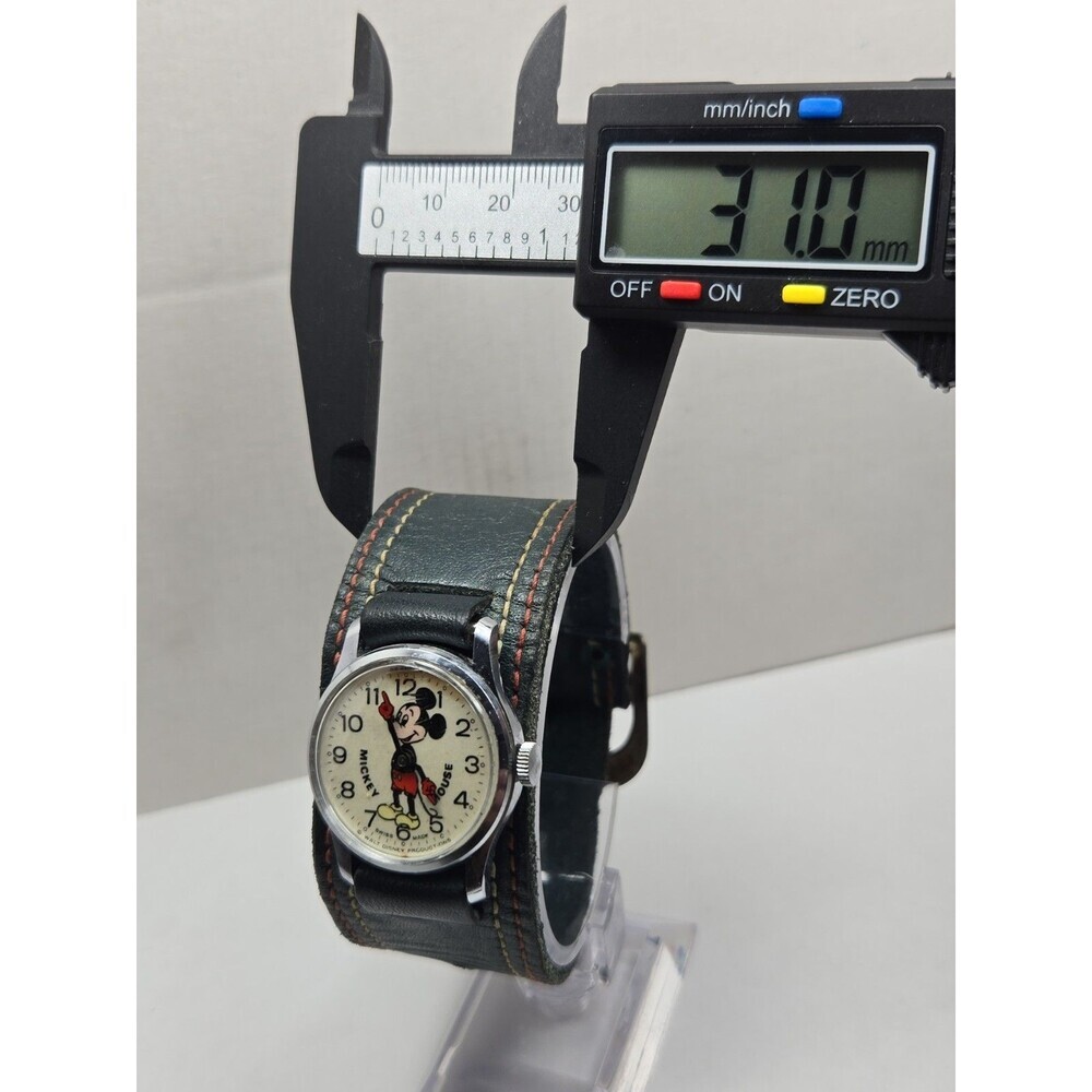 Vintage Bradley Mickey Mouse Swiss Made Walt Disney Mechanical Watch Blue Strap - Picture 8 of 14